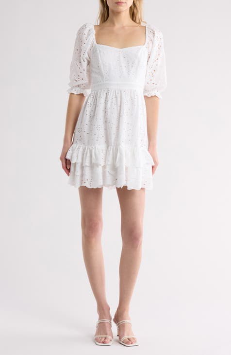 Eyelet Puff Sleeve Minidress (Nordstrom Exclusive