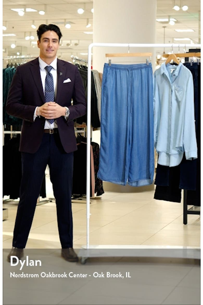 Dolphin Hem Wide Leg Chambray Pants video
