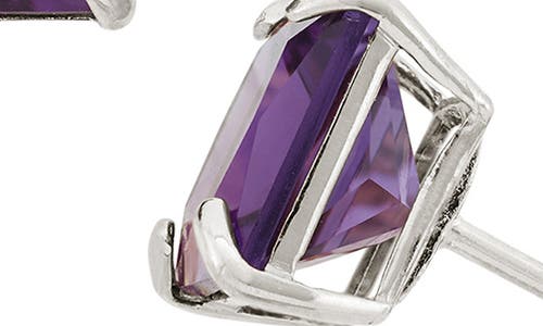 Fuzion Creations Princess Cut Stud Earrings In Amethyst