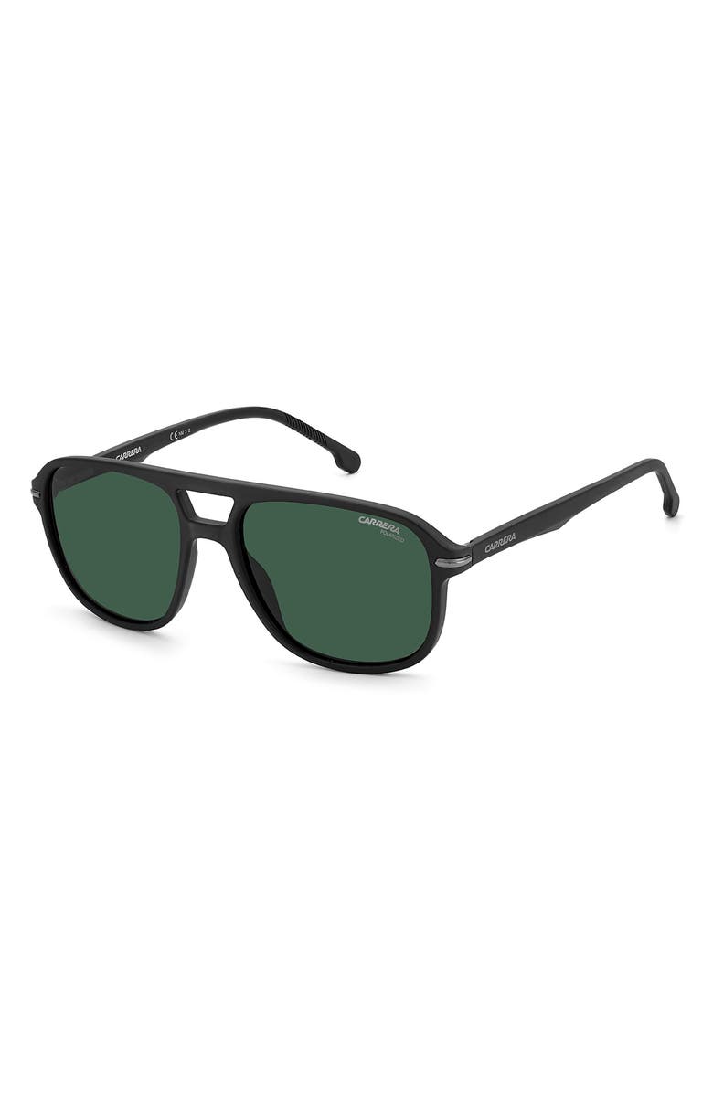 Carrera Eyewear 56mm Polarized Aviator Sunglasses, Alternate, color, Matte Black