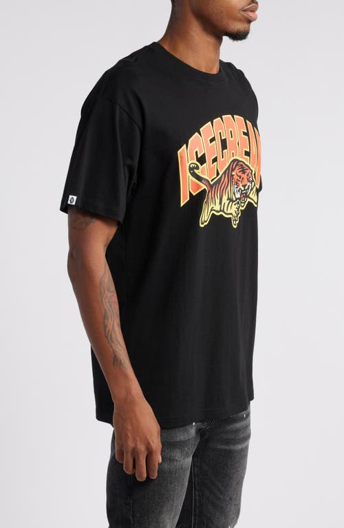 Icecream Tiger Cotton Graphic T-shirt In Black