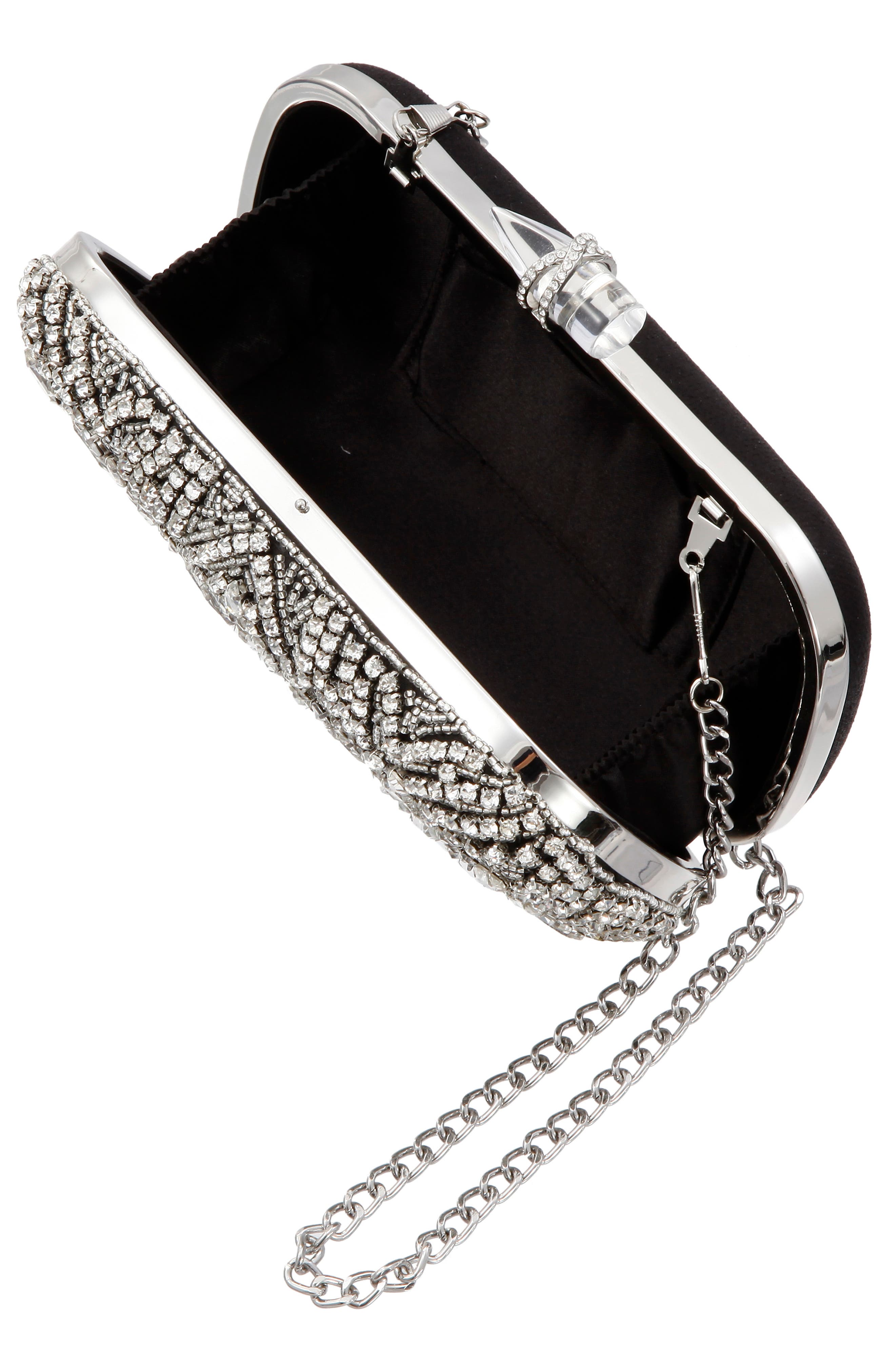 Nina Gelsey Crystal Embellished Minaudière, Alternate, color, Black-White