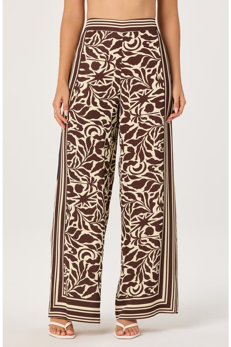 Eva Print Wide Leg Pants, Main, color, BROWN TROPICAL