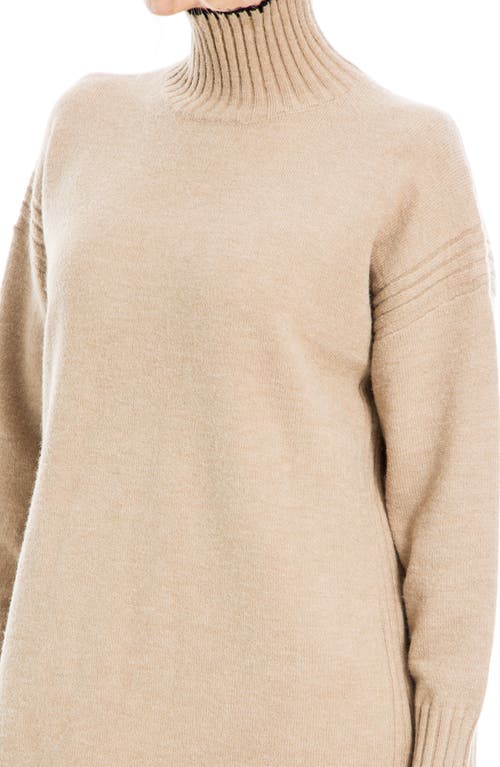 Max Studio Long Sleeve Turtleneck Dress In Brown