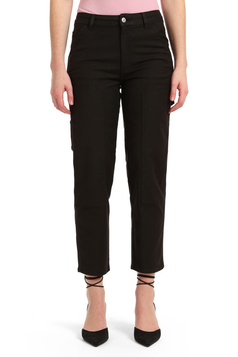 Luisa High Waist Straight Leg Twill Carpenter Pants, Main, color, BLACK LUXE TWILL