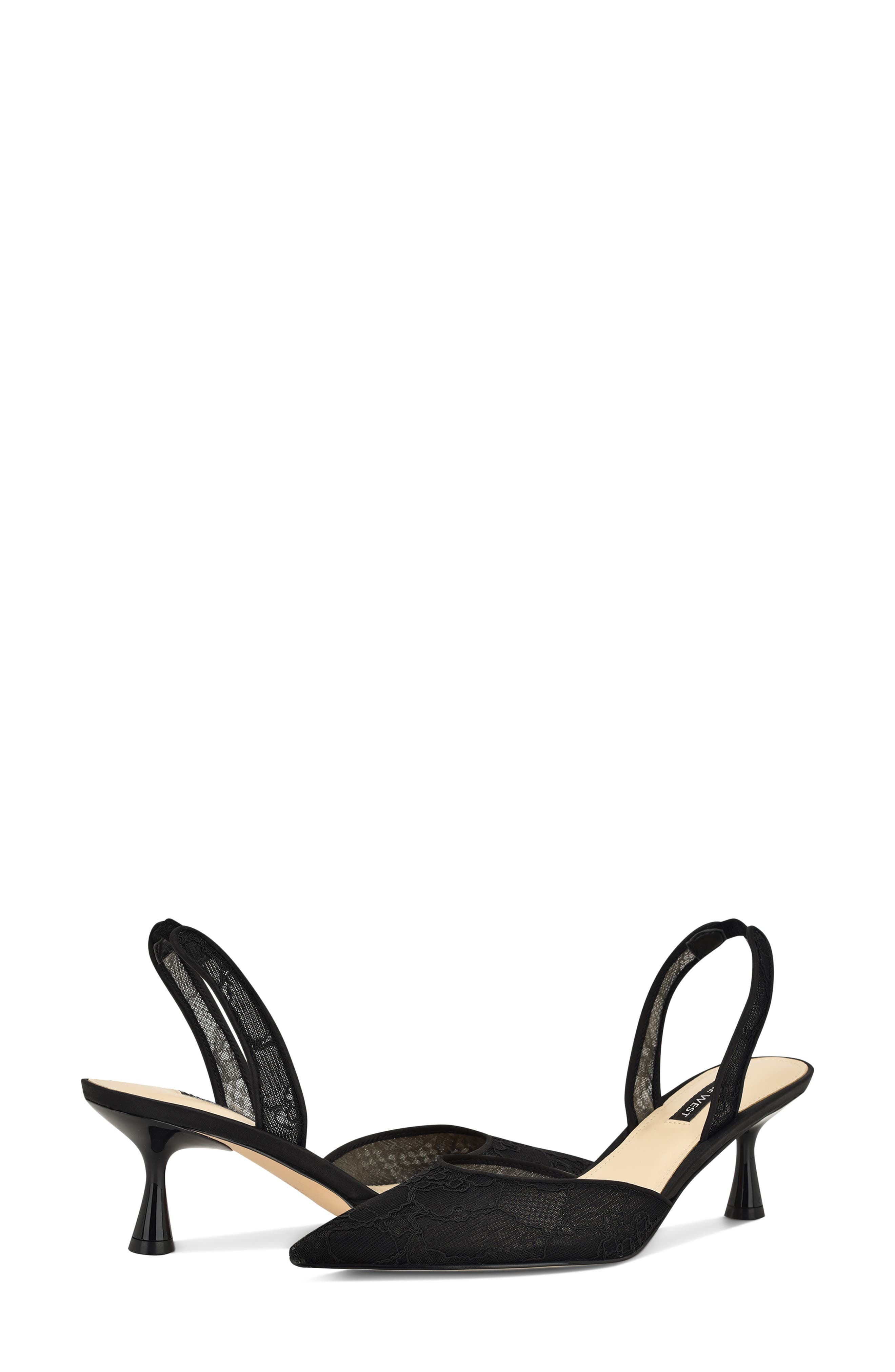 Nine West Rizze Slingback Pointed Toe Kitten Heel Pump, Alternate, color, 