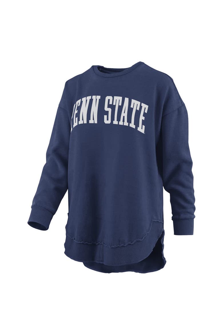 Women's Pressbox  Navy Penn State Nittany Lions Melange Poncho Vintage Fleece Long Sleeve Pullover Sweatshirt, Alternate, color, Navy