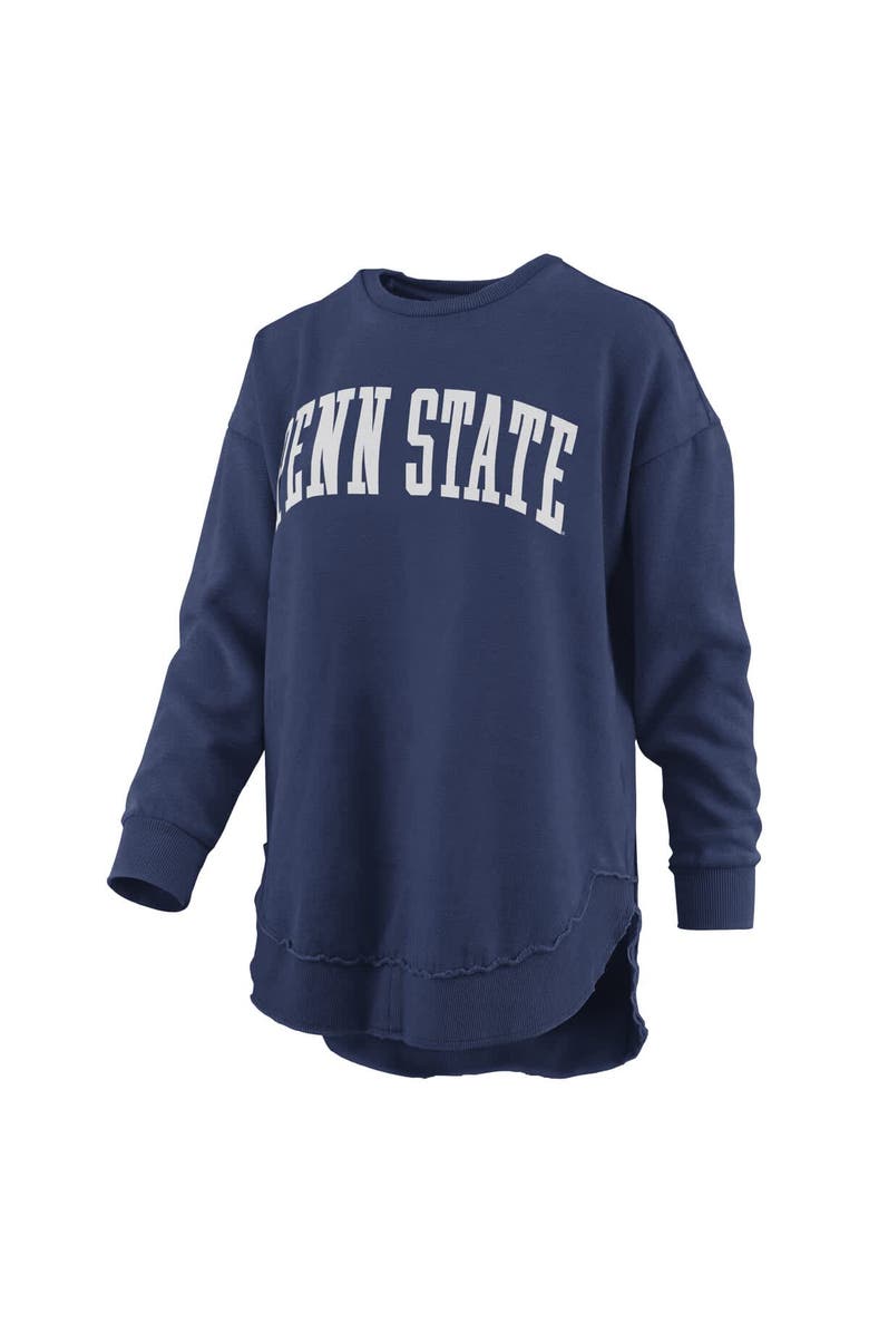 PRESSBOX Women's Pressbox Navy Penn State Nittany Lions Melange Poncho Vintage Fleece Long Sleeve Pullover Sweatshirt, Alternate, color, Navy