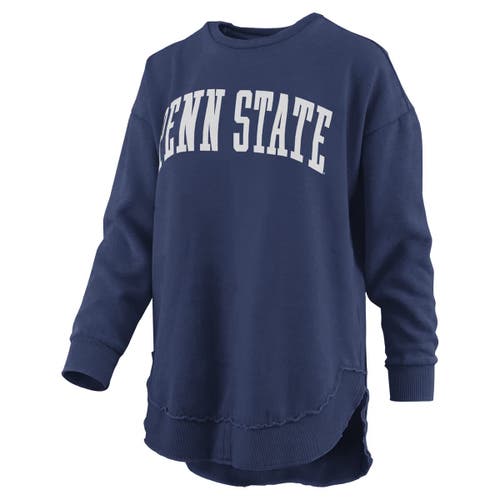 Pressbox Navy Penn State Nittany Lions Melange Poncho Vintage Fleece Long Sleeve Pullover Sweatshir In Blue