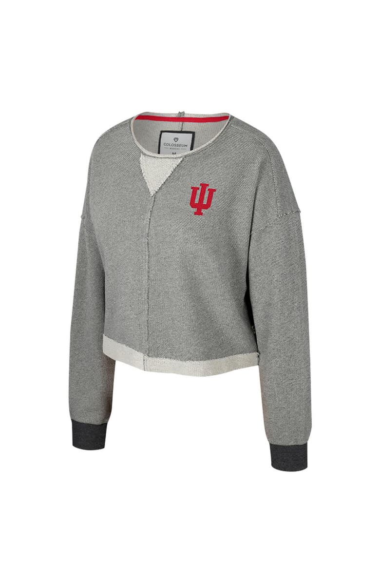 COLOSSEUM Women's Colosseum Charcoal Indiana Hoosiers Magnum Scoop Neck Cropped Pullover Sweatshirt, Alternate, color, Charcoal