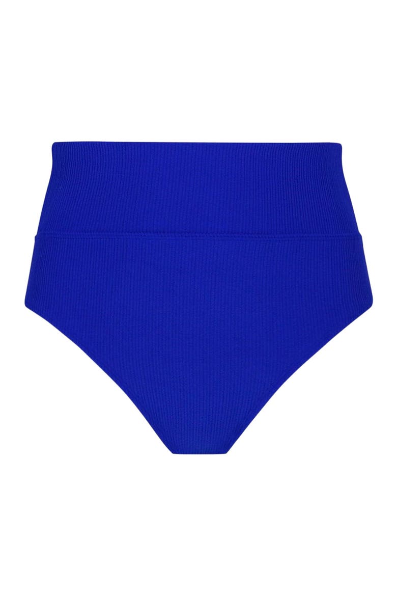 Hannah High Waist Bikini Swim Bottoms, Alternate, color, Vivid Blue Rib