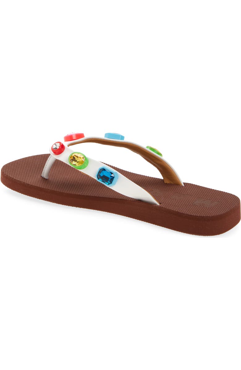 Marni Gem Flip Flop, Alternate, color, Zp216 Lily White/ Brown