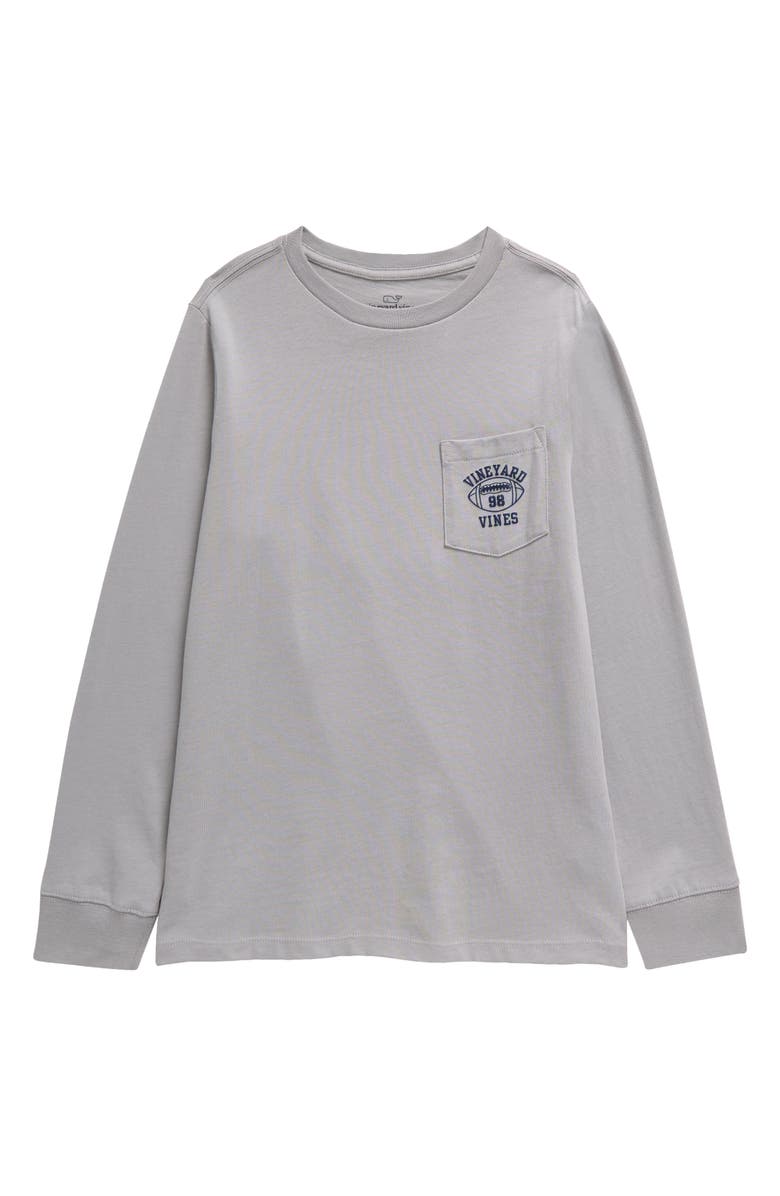 vineyard vines Kids' Football Whale Long Sleeve Pocket Graphic T-Shirt, Main, color, 