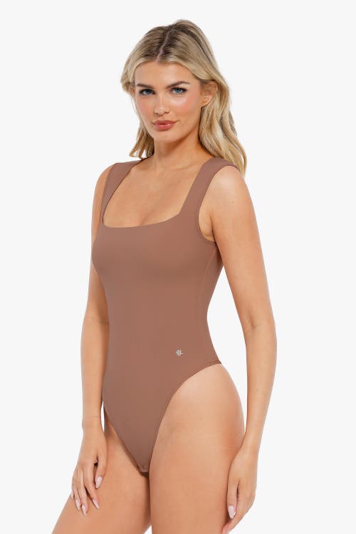 Popilush Shapewear Cloudsense Sleeveless Square Neck Bodysuit In Brown