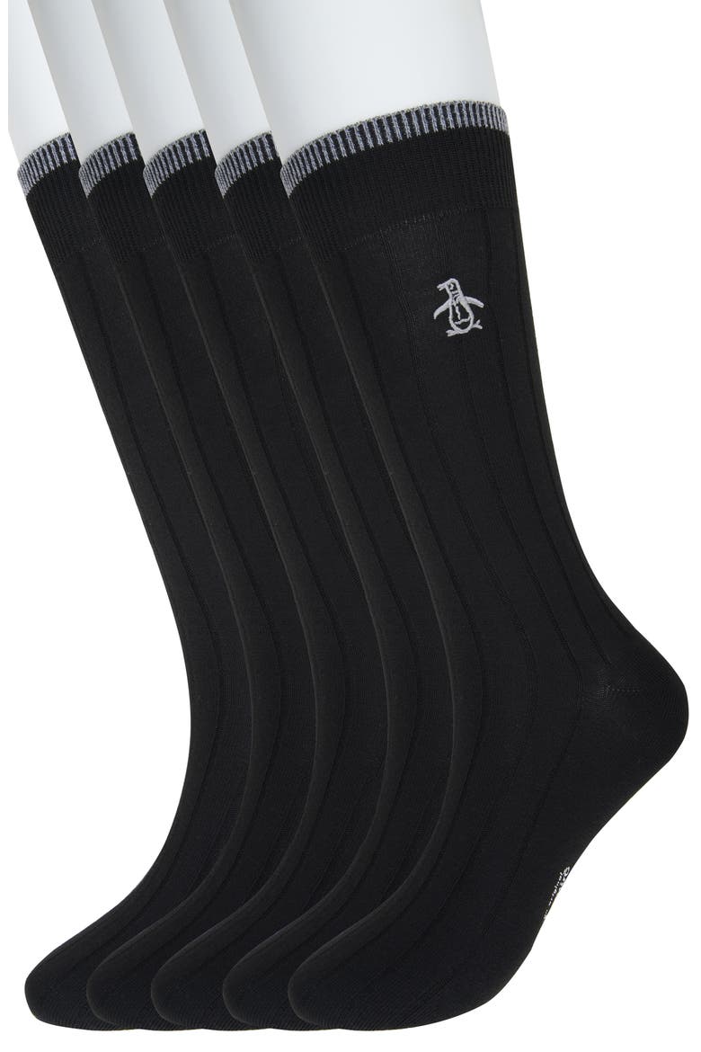 Assorted 5-Pack Rib Dress Socks, Main, color, BLACK