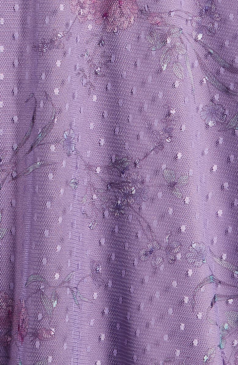 Ava & Yelly Kids' Floral Print Swiss Dot Mesh Dress, Alternate, color, Lilac
