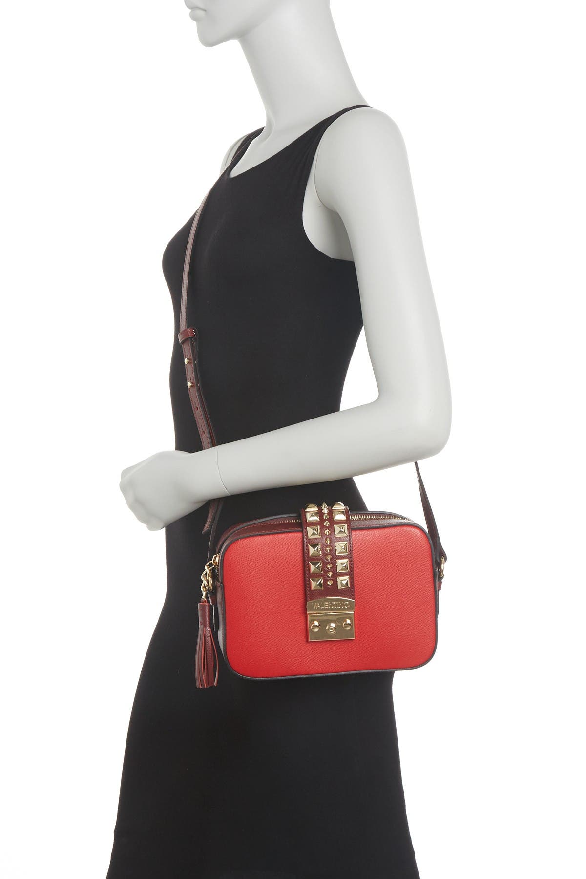 VALENTINO BY MARIO VALENTINO Lila Studded Leather Camera Crossbody Bag, Alternate, color, 