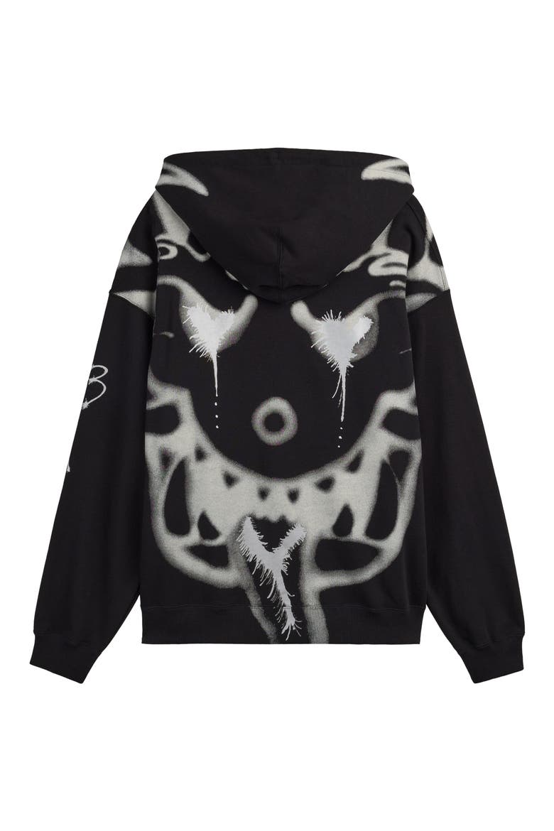 Graphic Cotton French Terry Zip Hoodie, Alternate, color, BLACK