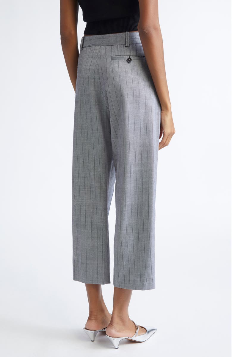 Stella McCartney Pinstripe Pleated Crop Trousers, Alternate, color, Grey