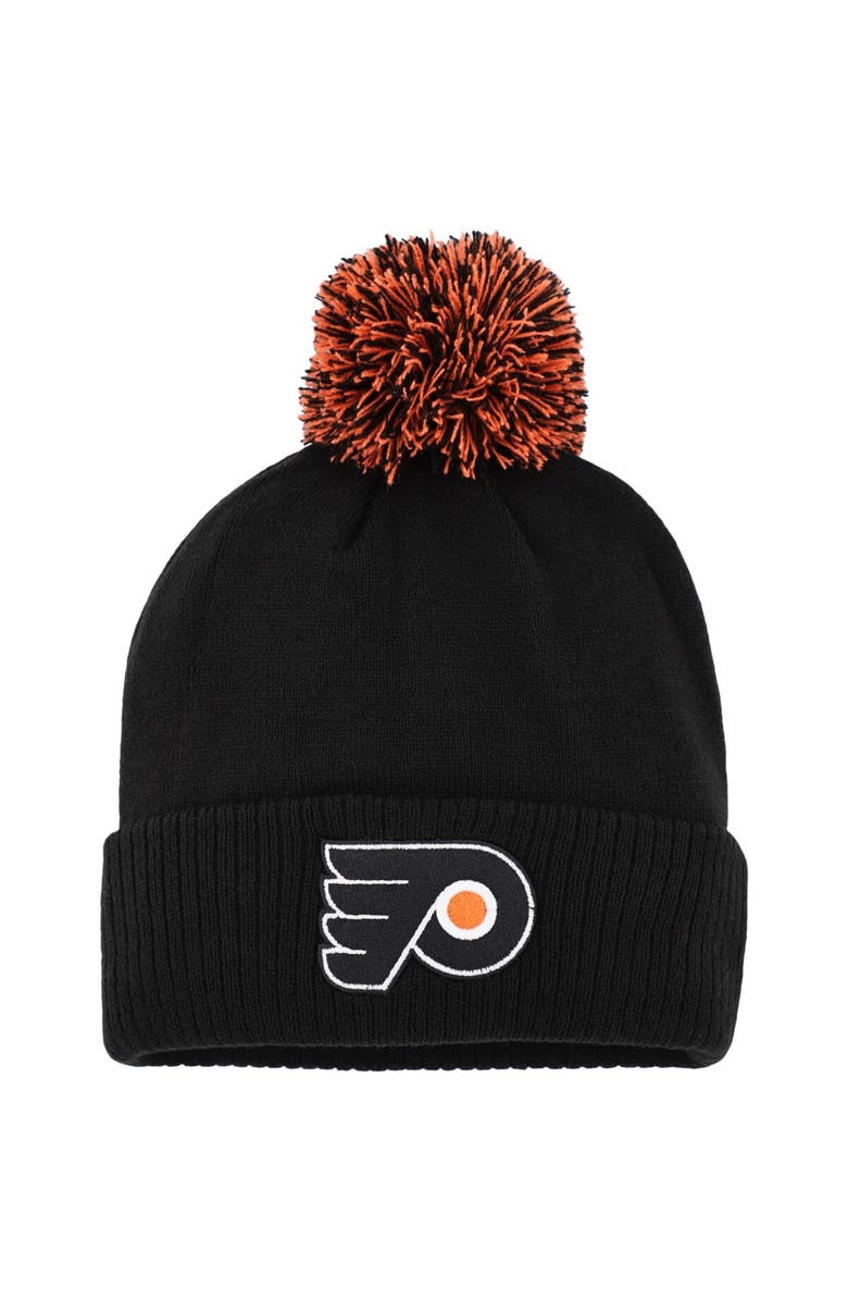 adidas Men's adidas Black Philadelphia Flyers COLD.RDY Cuffed Knit Hat with Pom, Main, color, 