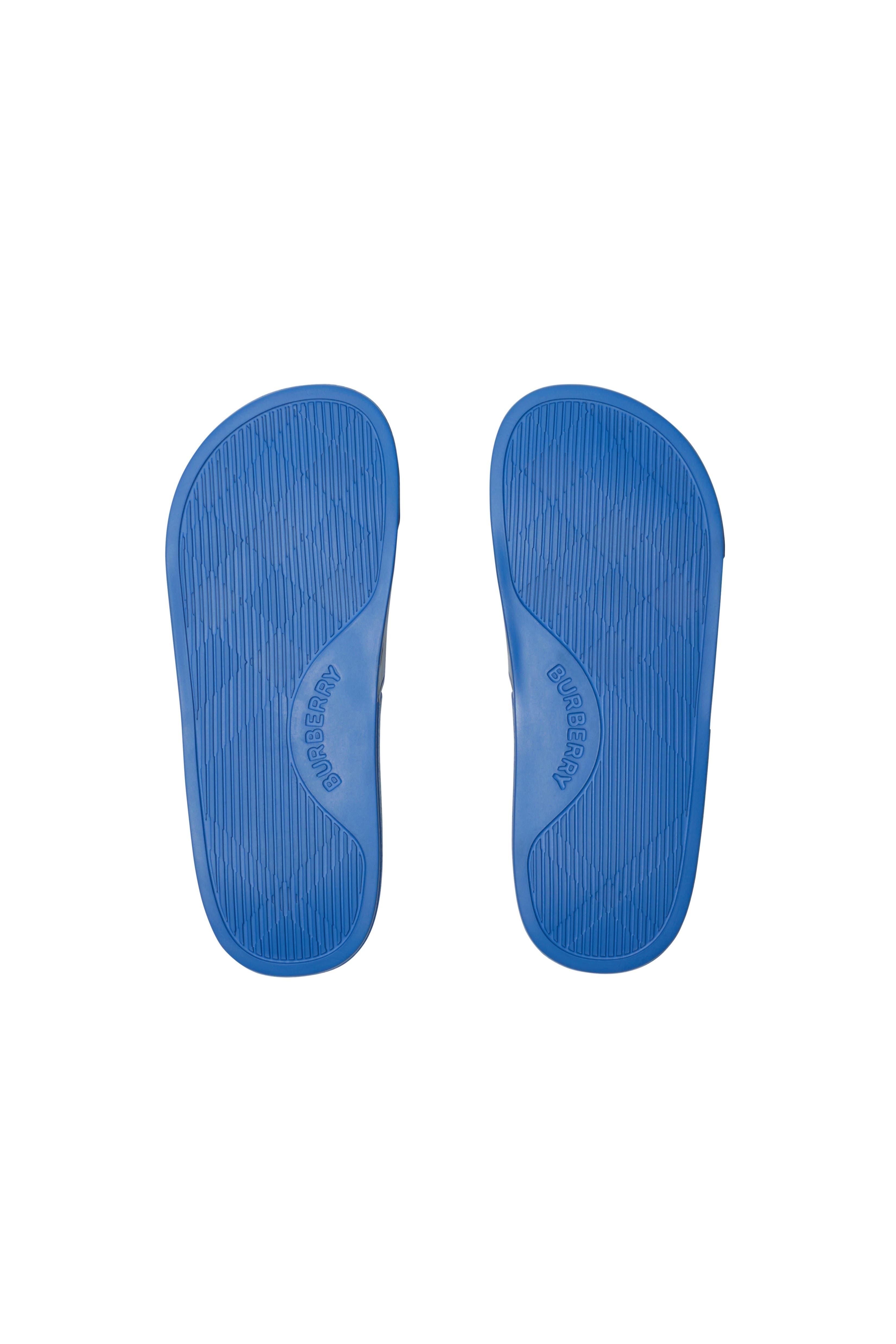 Burberry Check Slides, Alternate, color, Hyacinth Blue