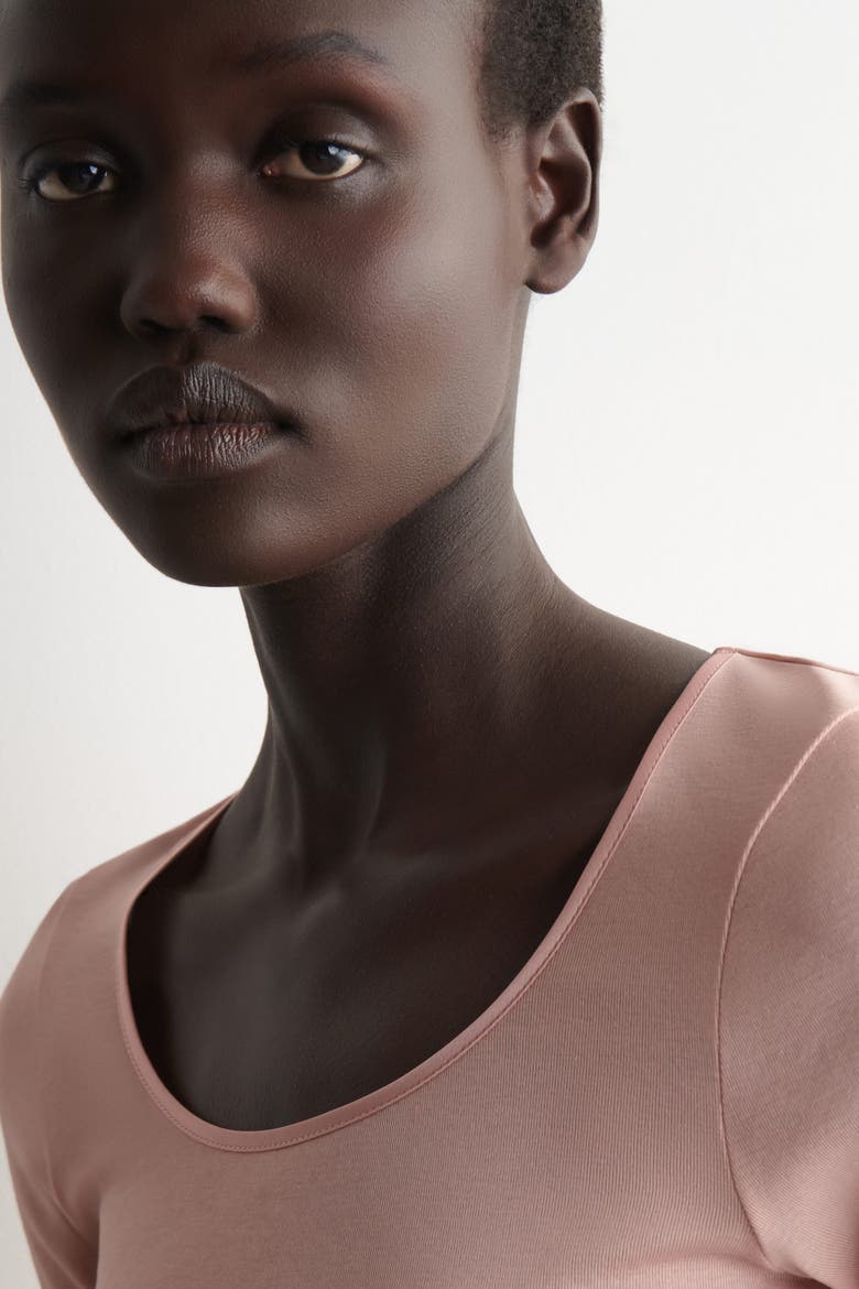Satin-Trimmed Cotton Jersey Long-Sleeved Top, Alternate, color, PINK