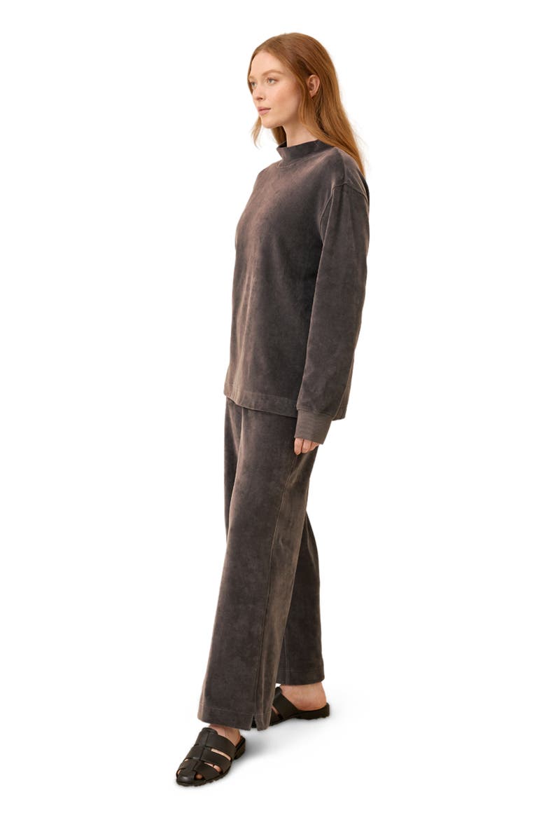 Organic Cotton Pure Velour Wide Leg Pant, Alternate, color, Graphite