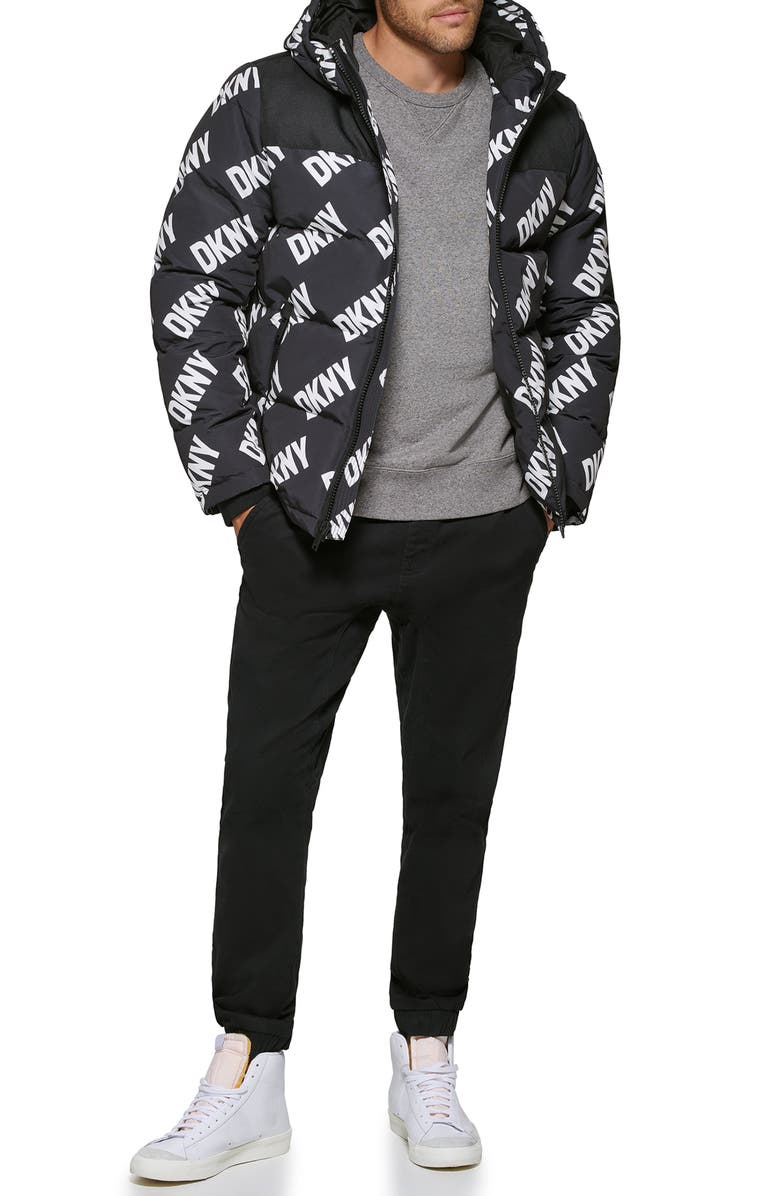 DKNY Puffer Jacket, Alternate, color, Grey White
