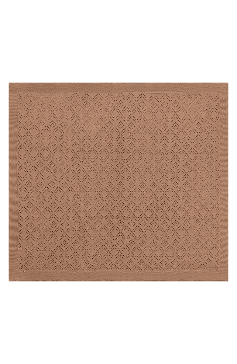Charlotte & George Pointelle Knit Blanket, Main, color, Maple Sugar