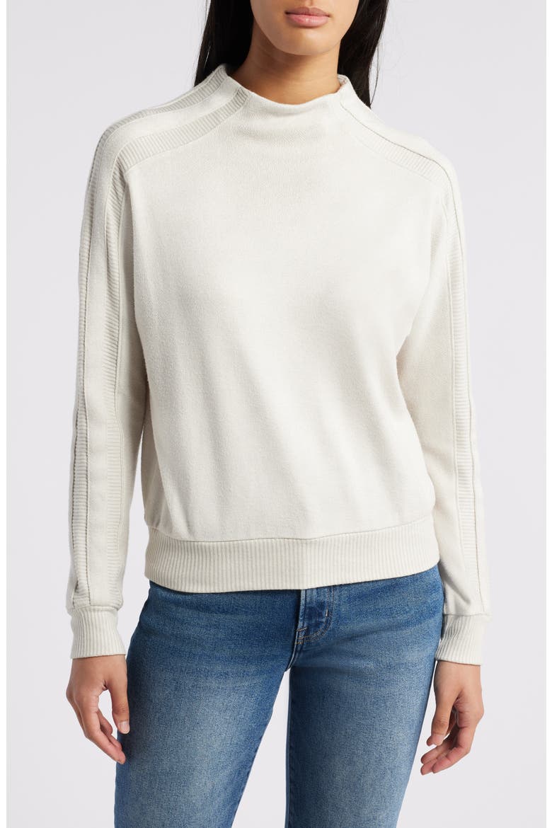 Funnel Neck Knit Top, Main, color, HEATHER ECRU