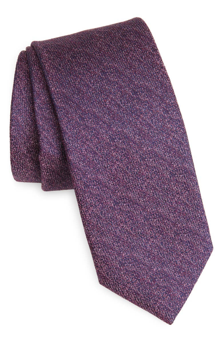 Nordstrom Prescot Solid Textured Silk Tie, Main, color, Eggplant