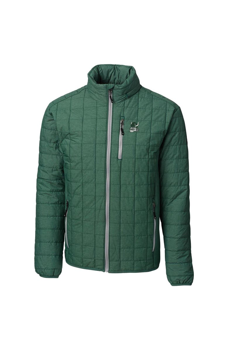 Cutter & Buck Heather Green Portland State Vikings Primary Team Logo Rainier PrimaLoft Eco Insulated Full-Zip Puffer Jacket, Alternate, color, 