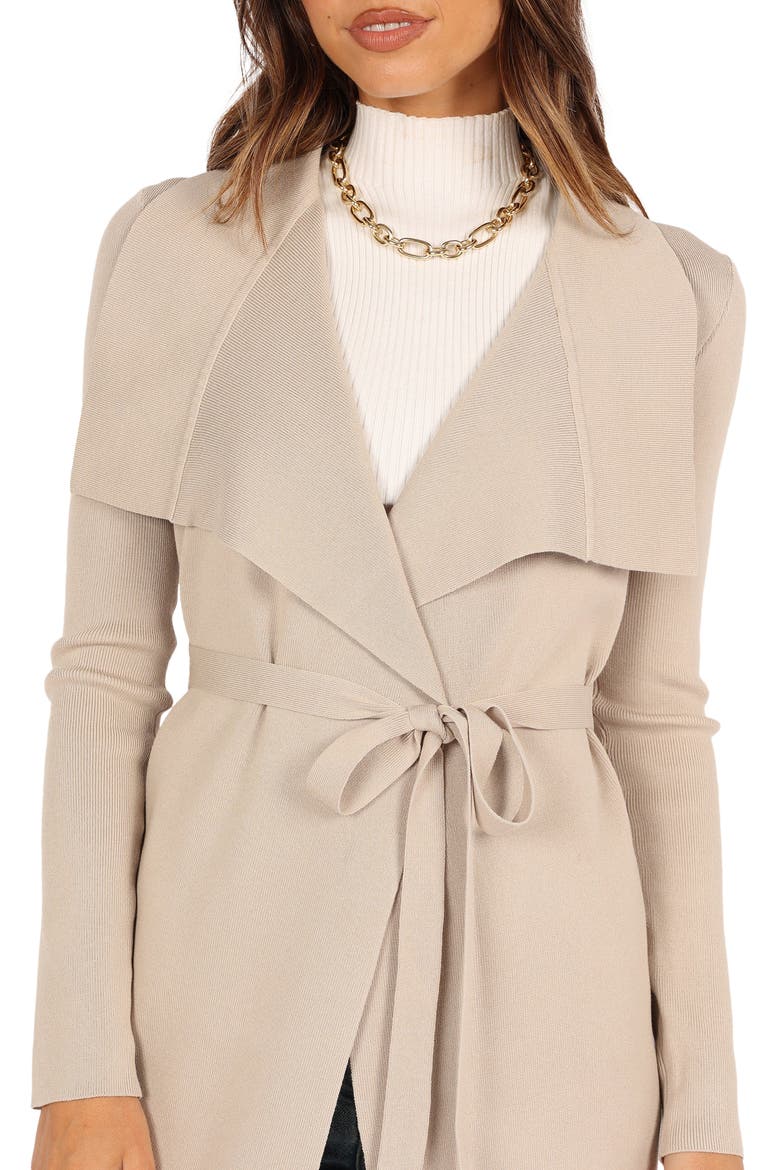 Audrina Tie Front Longline Cardigan, Alternate, color, STONE