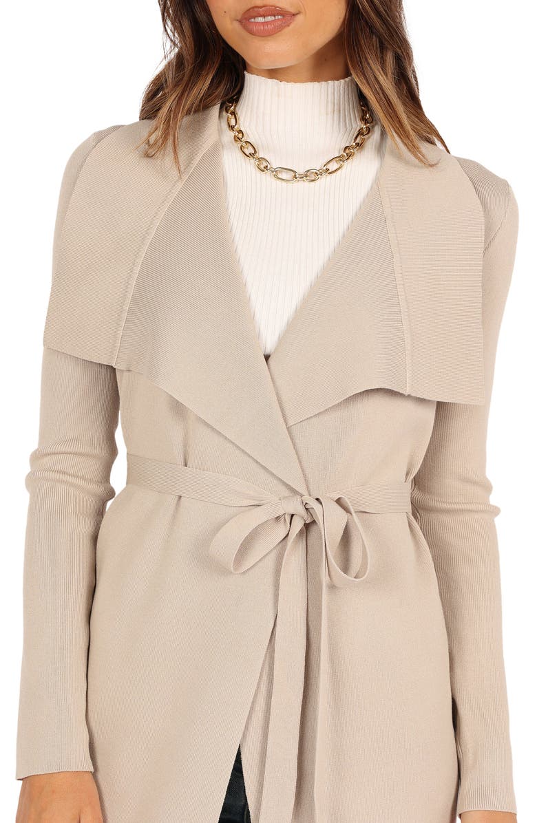Petal & Pup Audrina Tie Front Longline Cardigan, Alternate, color, Stone