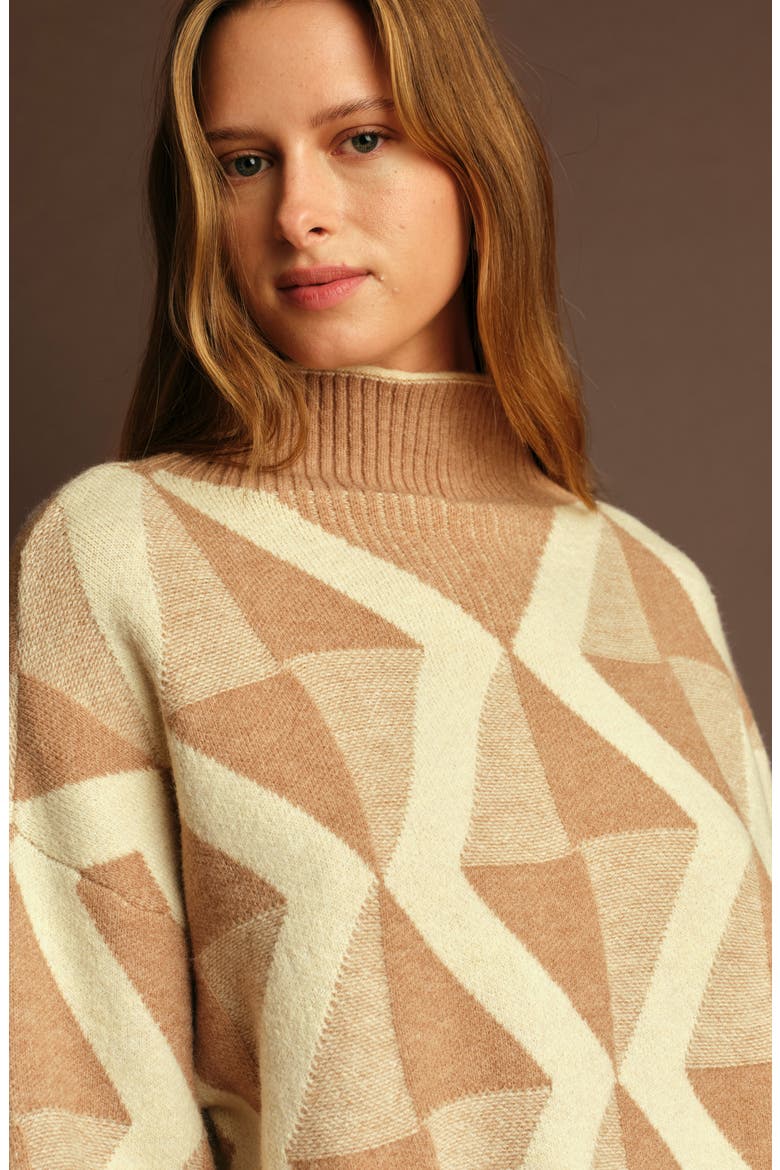 Troy Mock Neck Sweater, Alternate, color, BEIGE WITH ECRU