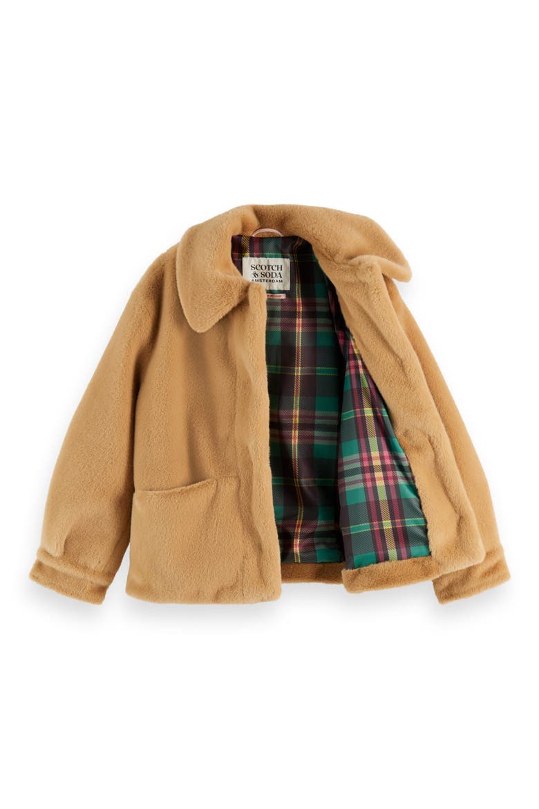 Kids' Faux Fur Jacket, Alternate, color, TANNIN