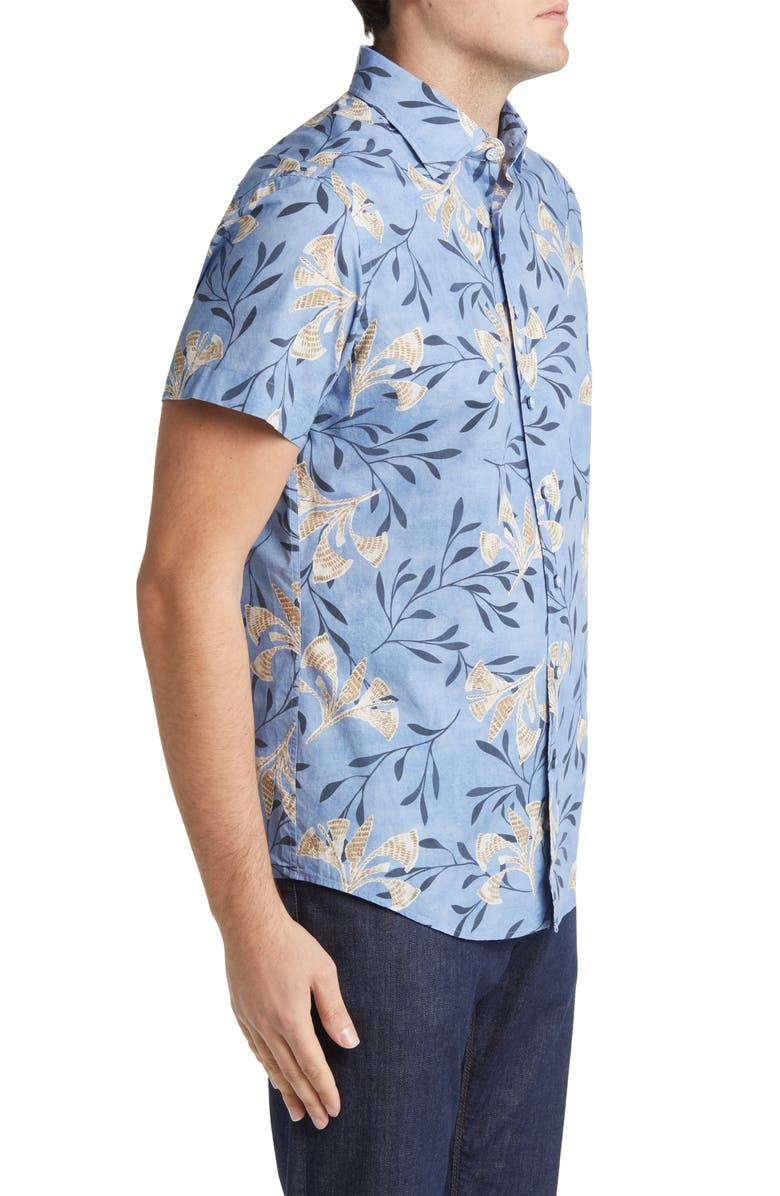 Rodd & Gunn Allen Bell Floral Short Sleeve Button-Up Shirt, Alternate, color, Denim