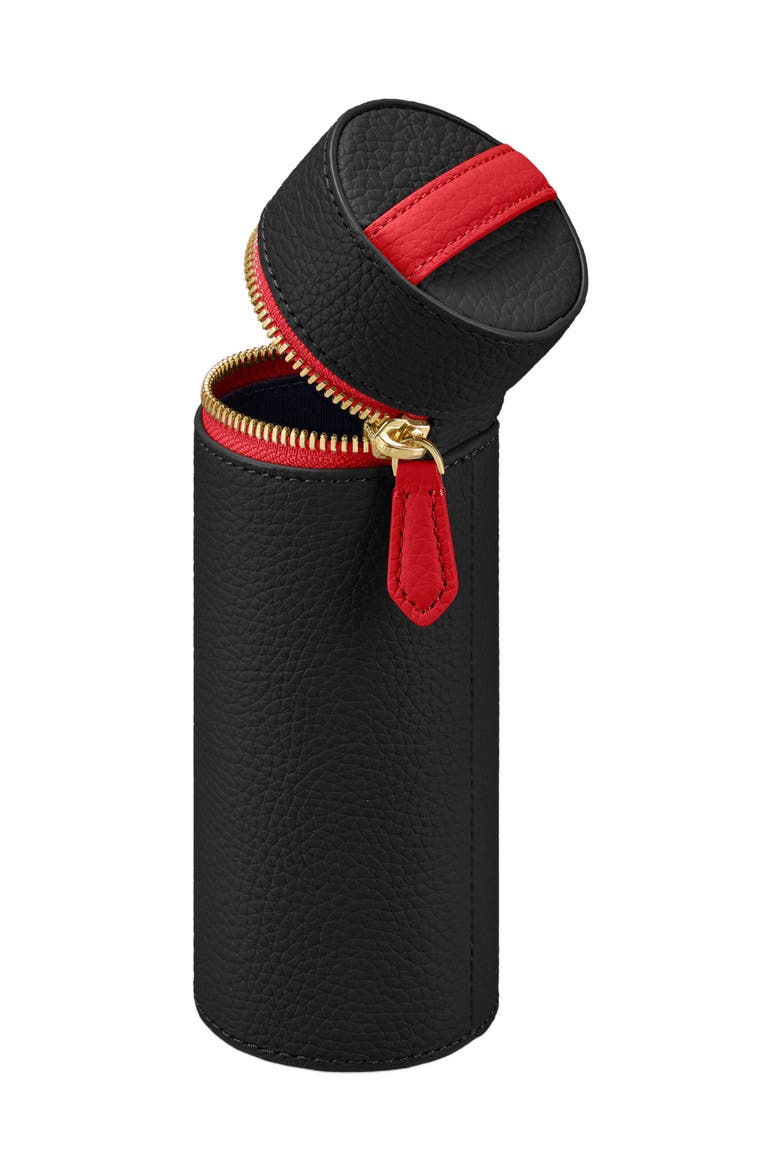 Leather Brush Case, Alternate, color, Rouge Noir