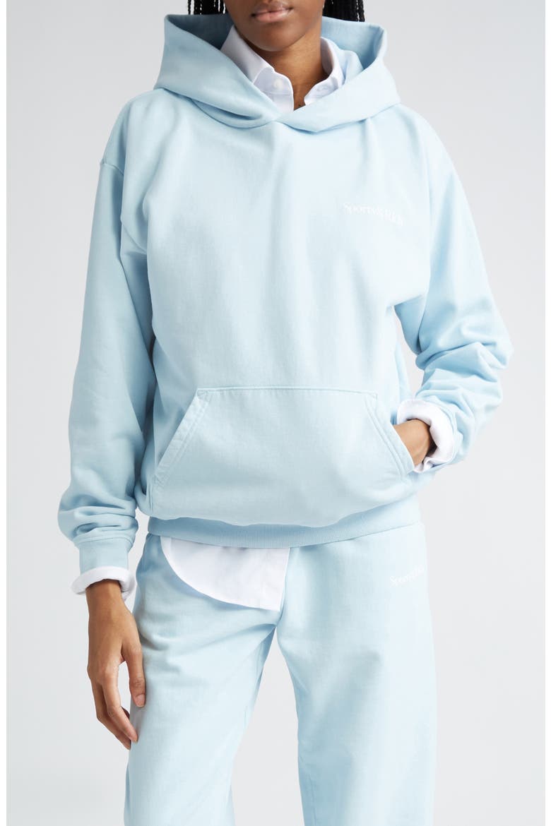 Eat More Veggies Cotton Graphic Hoodie, Main, color, BABY BLUE