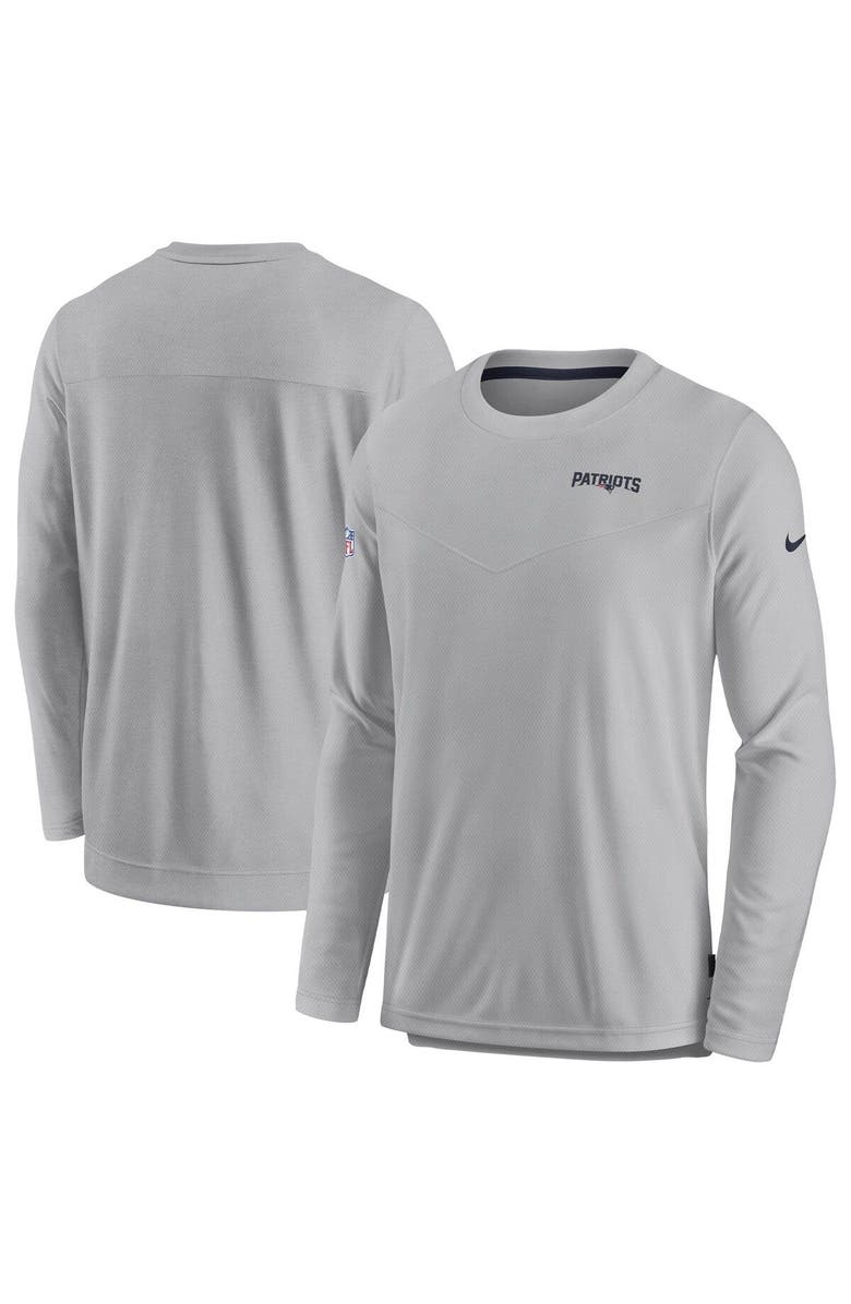 Nike Men's Nike Gray New England Patriots Sideline Lockup Performance Long Sleeve T-Shirt, Main, color, 