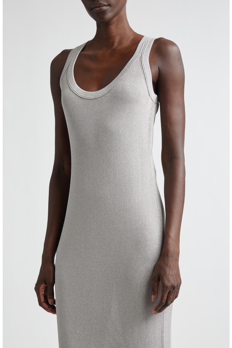 Sequin Rib Tank Dress, Alternate, color, SILVER