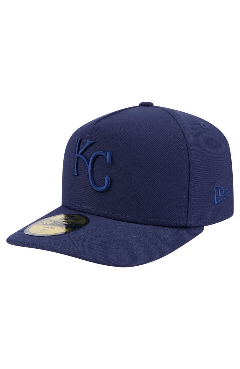 New Era Men's New Era Navy Kansas City Royals Color Pack A-Frame 59FIFTY Fitted Hat, Alternate, color, 