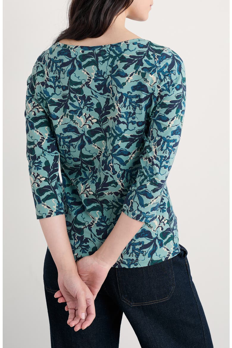 Easel Frond Print Stretch Organic Cotton Top, Alternate, color, FLOATING FRONDS SARDINE