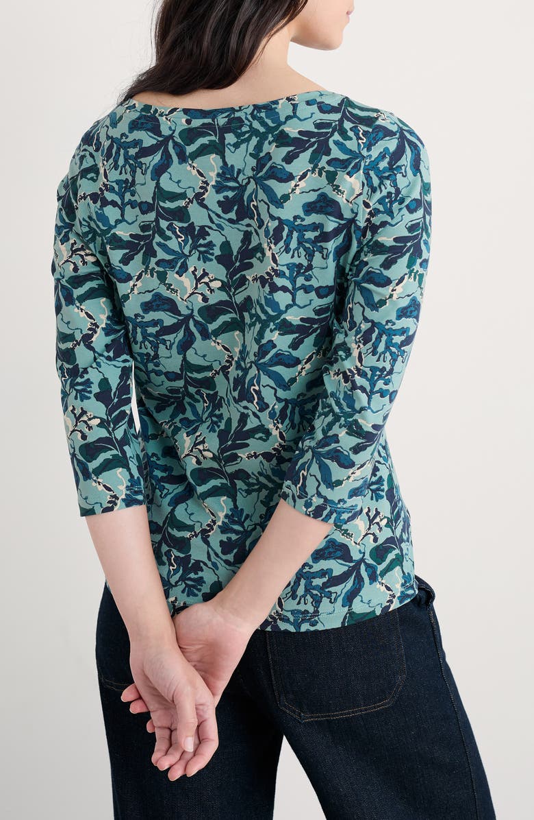 Seasalt Cornwall Easel Frond Print Stretch Organic Cotton Top, Alternate, color, Floating Fronds Sardine