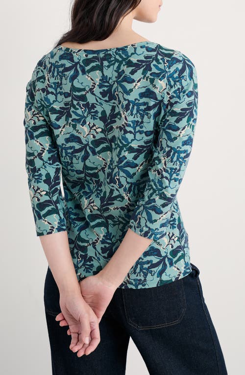 Seasalt Cornwall Easel Frond Print Stretch Organic Cotton Top In Multi
