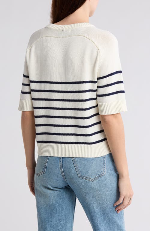 Vigoss Nautical Stripe Short Sleeve Sweater In White