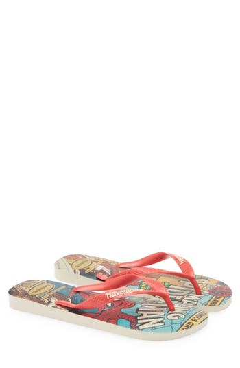 Havaianas X Marvel Flip Flop In Beige/red