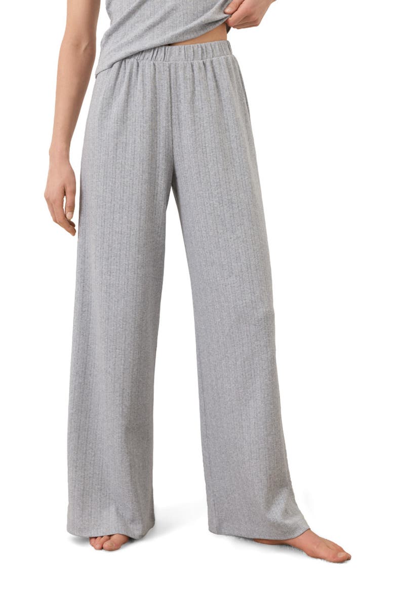 Organic Cotton Pointelle Wide Leg Pant, Alternate, color, Heather Grey