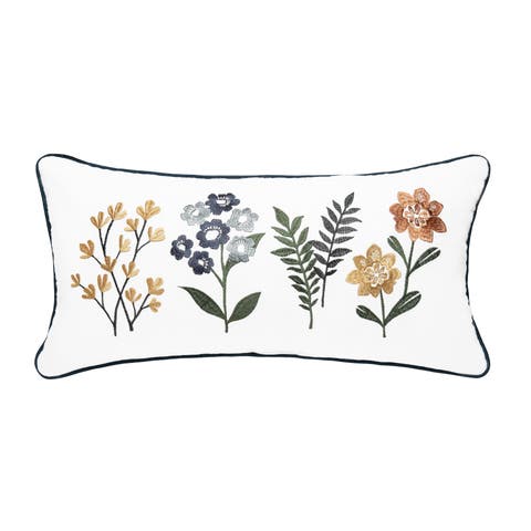 Retro Botanical Throw Pillow, 12" x 24"