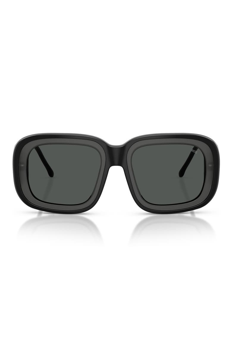 52mm Square Sunglasses, Main, color, BLACK TRANSPARENT GREY / GREY